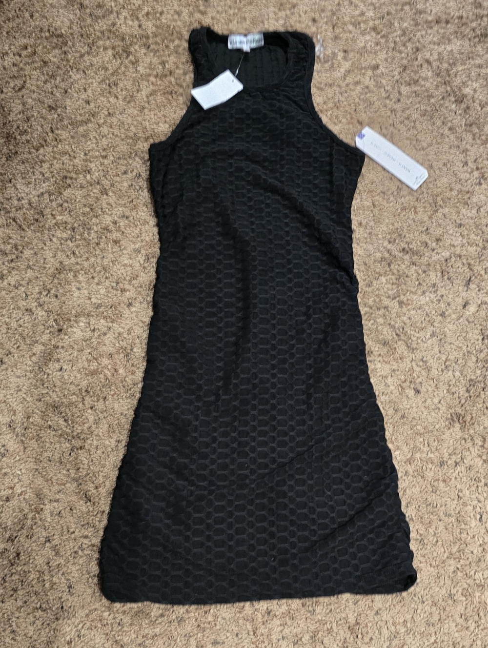 Almost Famous Black Textured Midi Racerback Dress
